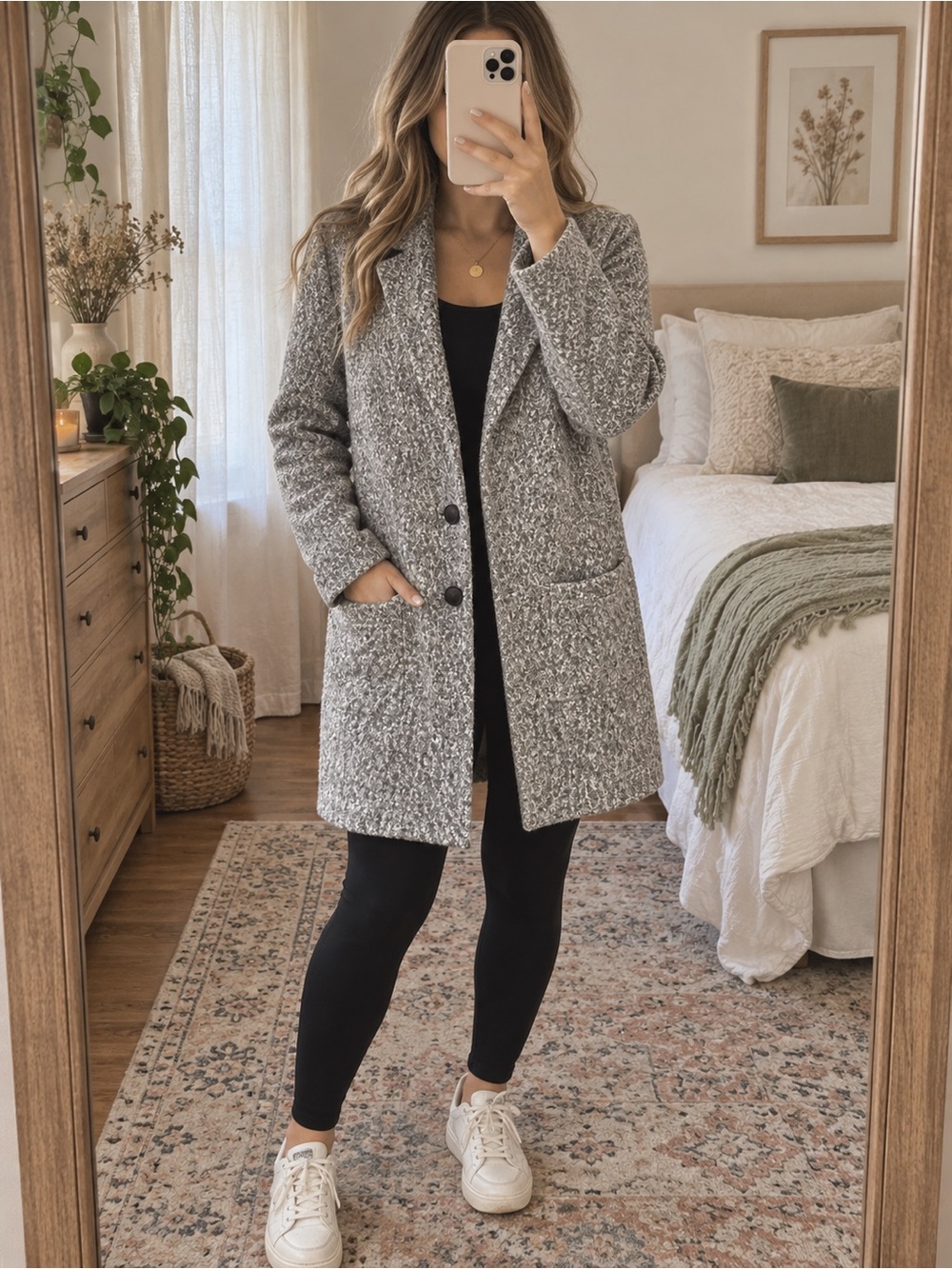 Classic Women's Gray Textured Coat - Brand:
